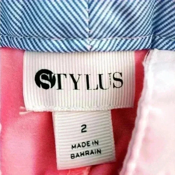 Stylus Women’s Pink Coral Stretch Straight Leg Chino Capri Crop Pants Sz 2 - Picture 2 of 10